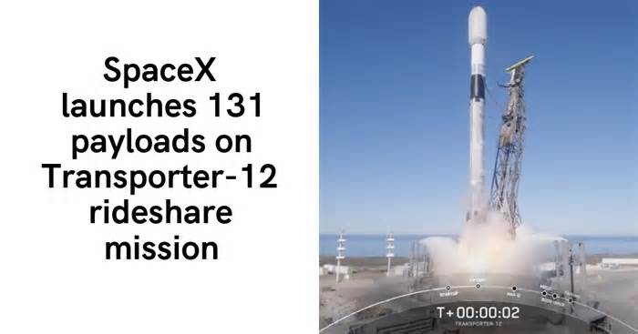 SpaceX launches 131 payloads on Transporter-12 rideshare mission