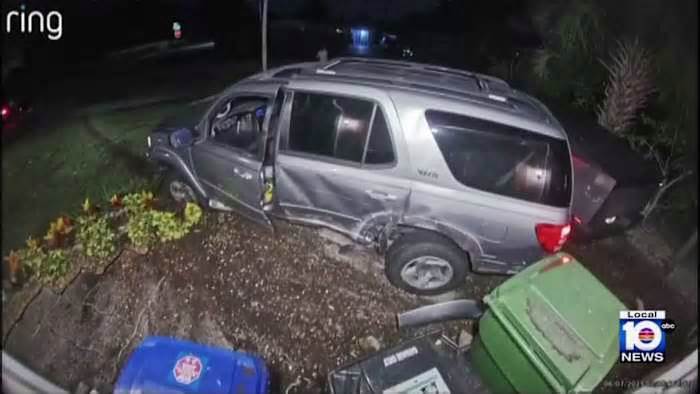 Video shows aftermath of SUV slamming into Fort Lauderdale yard, damaging Tesla, Cybertruck