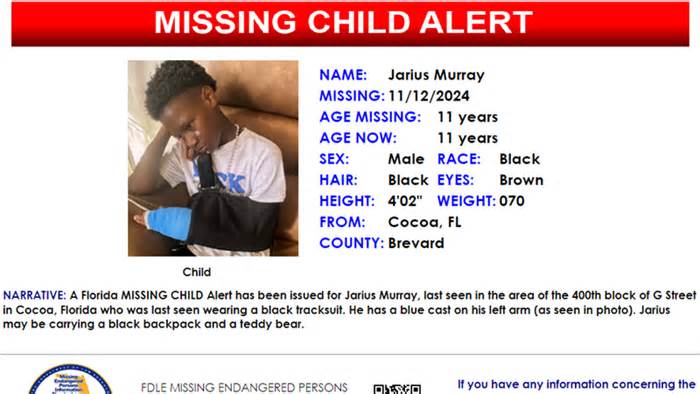 Alert issued for missing 11-year-old boy from Cocoa