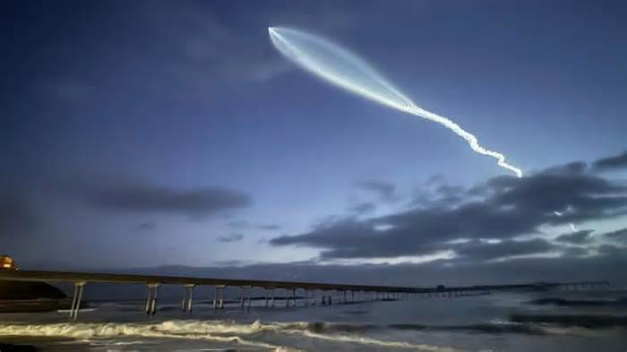 SpaceX Falcon 9 rocket launch from Vandenberg, California Space Force Base on Monday