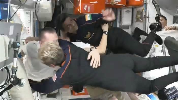 Moment of Arrival At ISS: Watch Shubhanshu Shukla Exchange Greetings, Hugs With Crew At International Space Station After Axiom-4 Successful Docking
