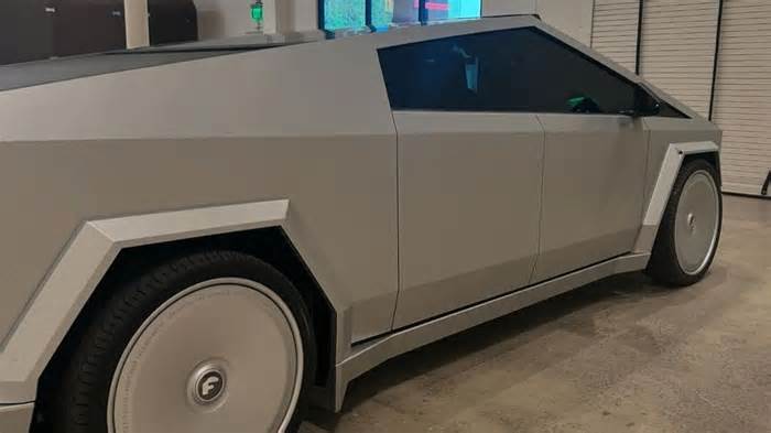 Kim Kardashian's modified and wrapped Tesla Cybertruck