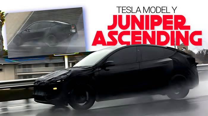 Tesla Model Y Juniper Filmed With Lightbar And Possibly Split Headlamp Units