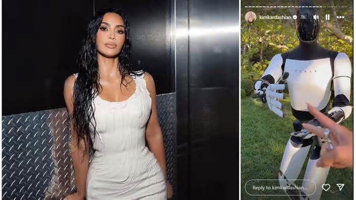 Kim Kardashian beats Tesla robot Optimus in a rock-paper-scissors game