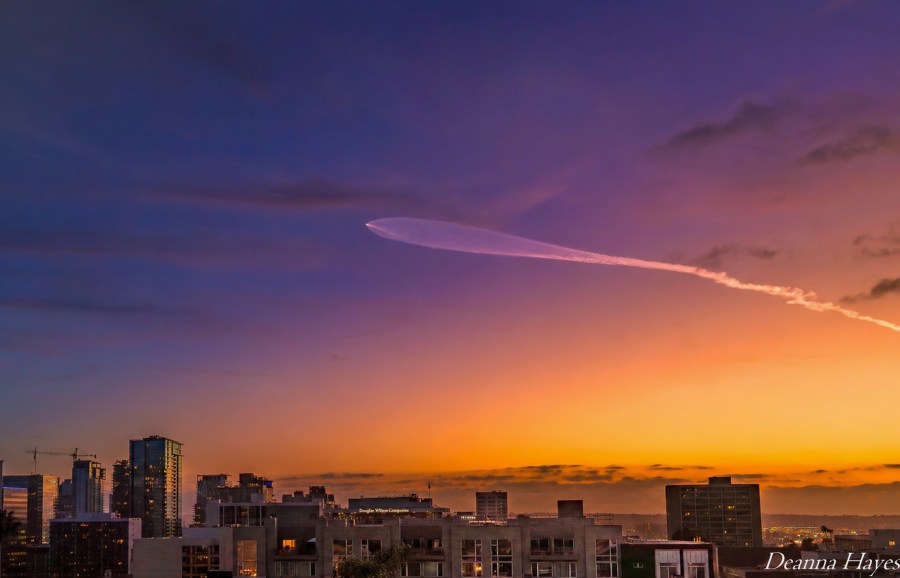 SpaceX launch lights up San Diego sky with stunning sunset