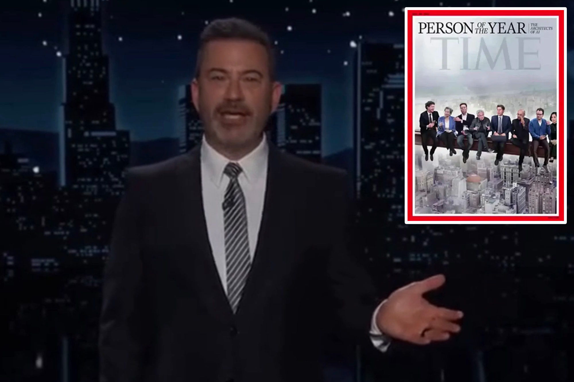 Jimmy Kimmel lambasts Time’s ‘Architects of AI’ cover, calling tech CEOs ‘the eight dorks of the apocalypse’