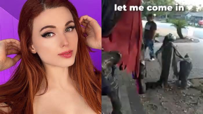 Amouranth concerned as fan follows her & demands to meet at site of double homicide