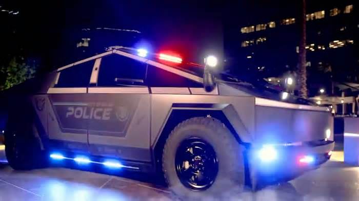 Tesla Cybertruck unveiled at California police department part of youth-outreach effort