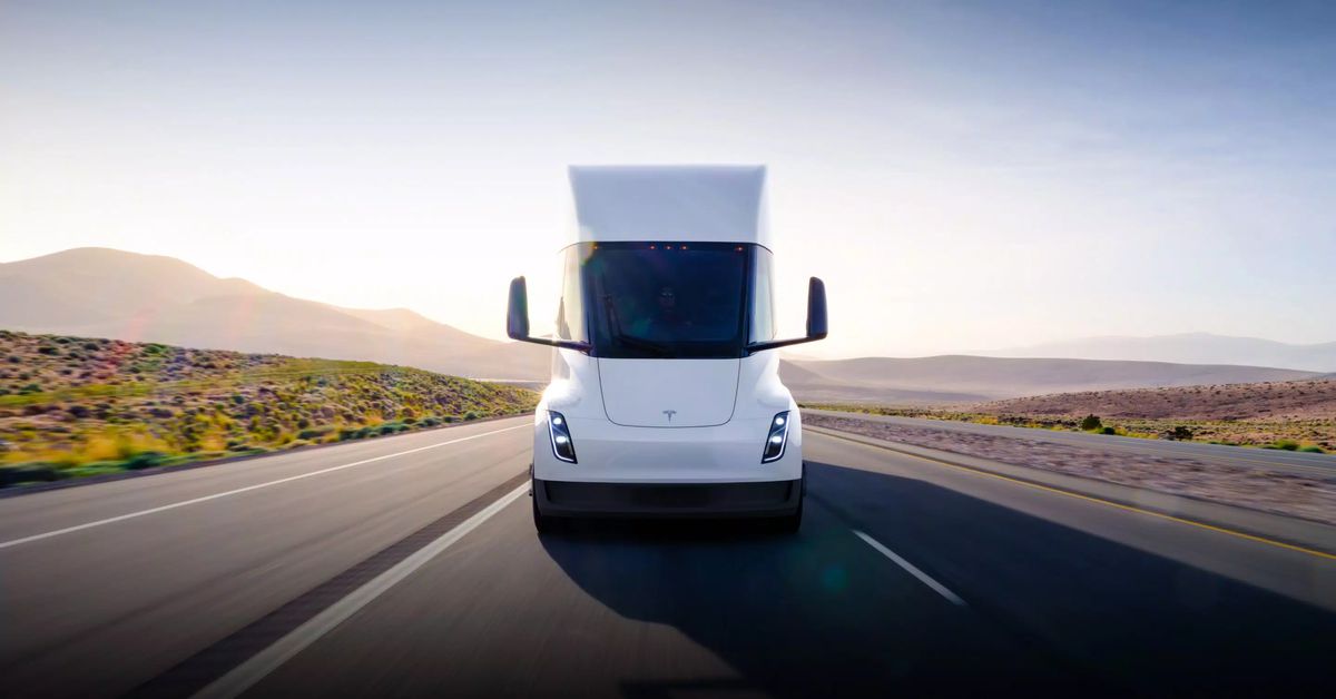 A Tesla Semi crashed and caught fire on a California highway