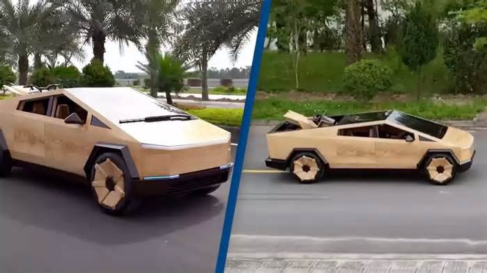 Elon Musk responds after man builds fully functional Cybertruck out of wood for $15,000