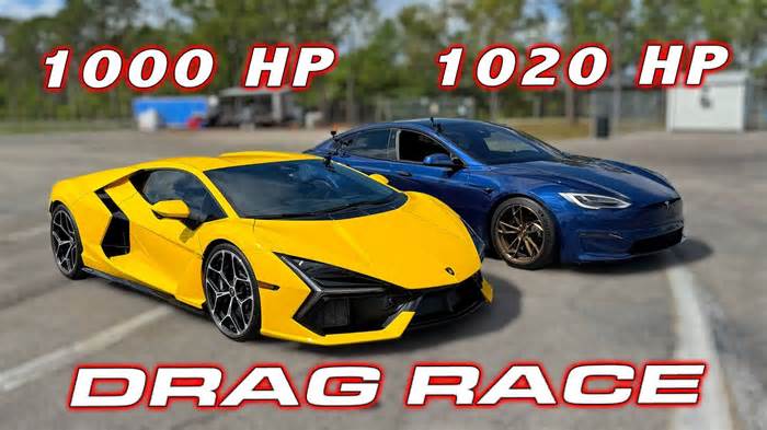 Lamborghini Revuelto Drags Tesla Plaid S, .007 RT Gives It the Edge, Won't Make It Quicker