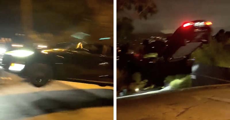 Watch: Tesla Car Tries To 'Fly' And Reach Space, Police Put Out A Reward For Info On The Driver