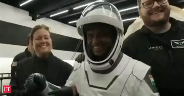 Smiling Shubhanshu Shukla egresses Dragon spacecraft after successful mission