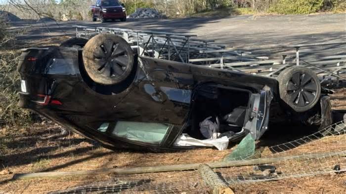 Alleged FSD Mishap Leaves Tesla Model 3 Upside Down