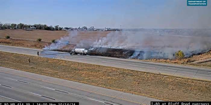 Truck fire closes I-80 east of Waverly