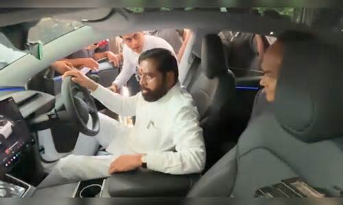 Watch: Maharashtra Dy CM drives Tesla Model Y day after India’s first showroom opens