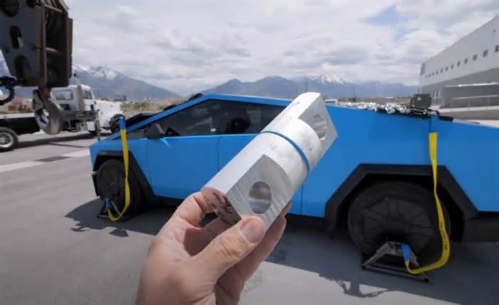 Watch A Cybertruck Dangle In Mid-Air Thanks To Tesla Repair Glue