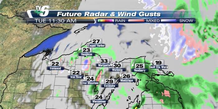 Blustery, showery start to the week with few light snow chances