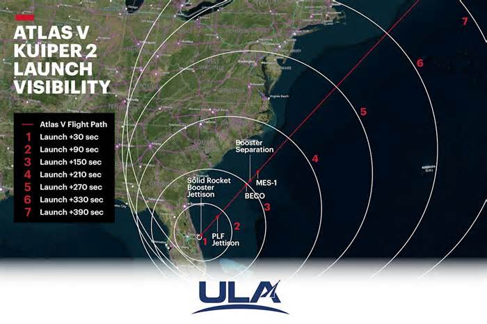 ULA rocket launch in Florida: Map shows visibility from Tennessee, Georgia, New Jersey, Massachusetts