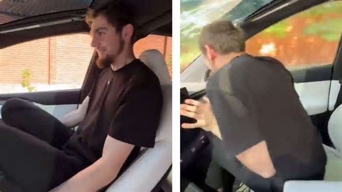 Passenger Turns Tesla Windshield Into Unexpected Headrest During Viral Fail