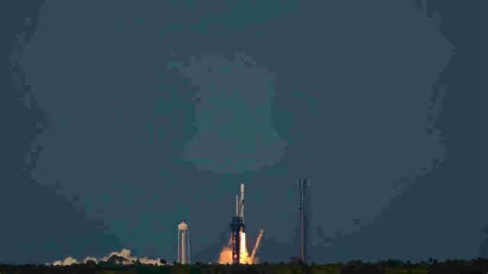 A SpaceX Falcon 9 rocket carrying Meteosat Third Generation Sounder (MTG-S1) satellite