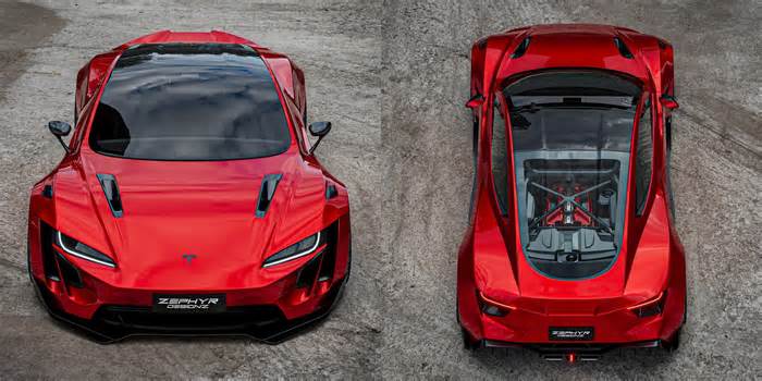 Virtual Tesla Roadster Gets Tired of Waiting, Abandons EV Camp for a Hybrid V10 Lifestyle