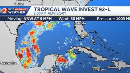 Invest 92-L forms in Gulf of Mexico; Florida could see major rain event