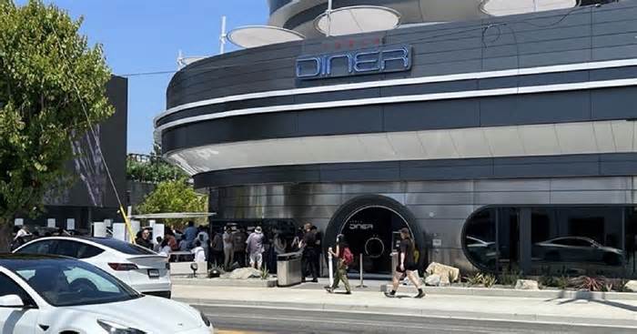 Tesla's new retro-futuristic diner is a restaurant, charging station and marketing ploy