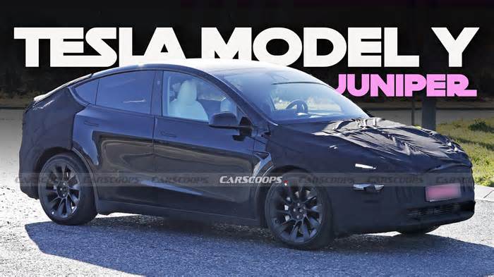 Tesla Model Y Juniper Spotted With Split Headlights And Rear Light Bar