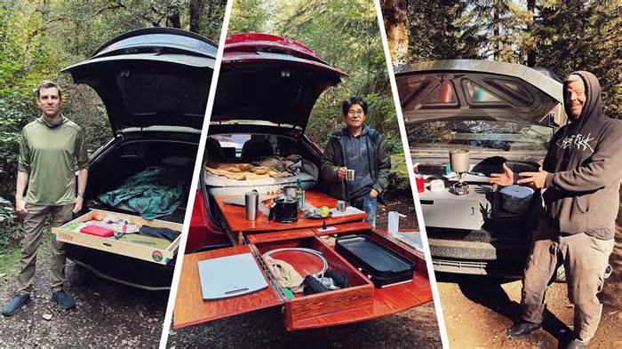 Three Tesla Campers, Three Car Camping Setups