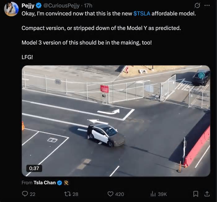 Tesla prototype sparks speculation: a Model Y, maybe slightly smaller