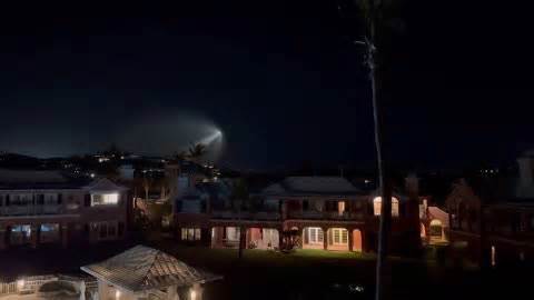 Bermuda: SpaceX Falcon 9 Streaks Across Night Sky After Launch For Maxar 3 Mission