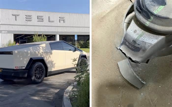 Cybertruck Driver Hits Pothole, Frame Snaps in Half. He Gets It Back in One Piece $34,000