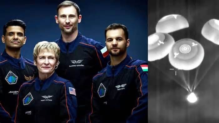 Shubhanshu Shukla is back home: Axiom-4 crew aboard Dragon spacecraft splash down off California coast, watch video