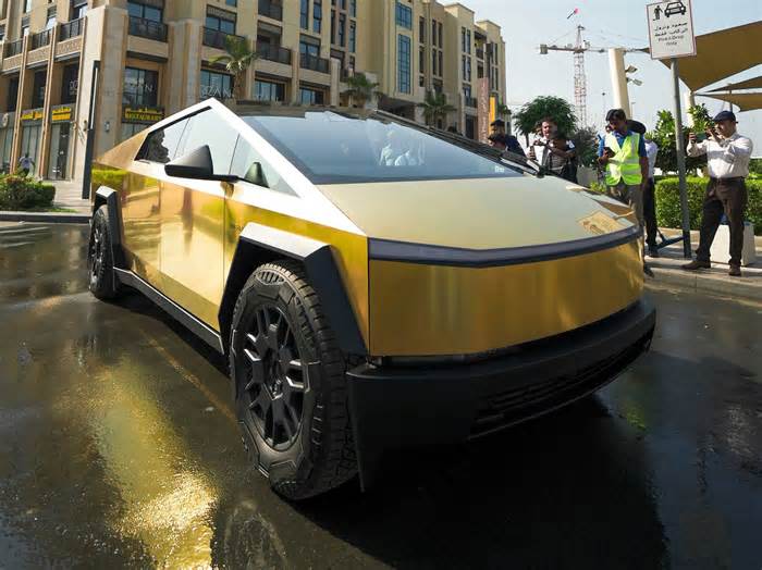 Gold-plated Tesla Cybertruck goes on display in Dubai – and it could be yours