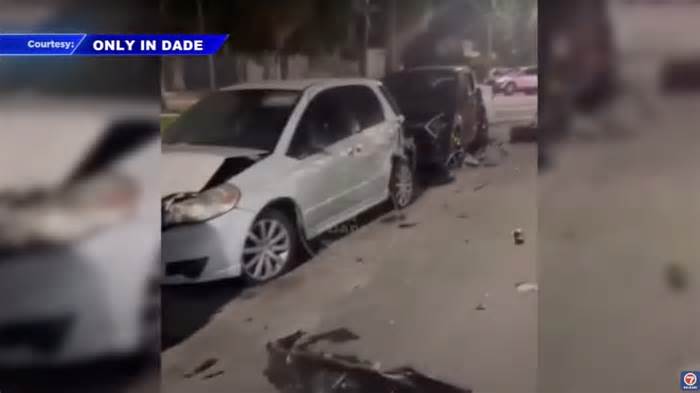 Florida Tesla Cybertruck Driver, Allegedly Racing Lamborghini Urus, Hits 8 Parked Cars Because Of Course
