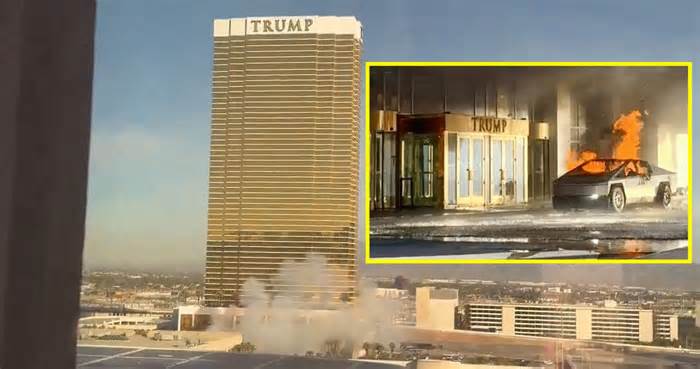 2024 Tesla Cybertruck Blows Up in Front of Trump Las Vegas Hotel With Driver Inside It