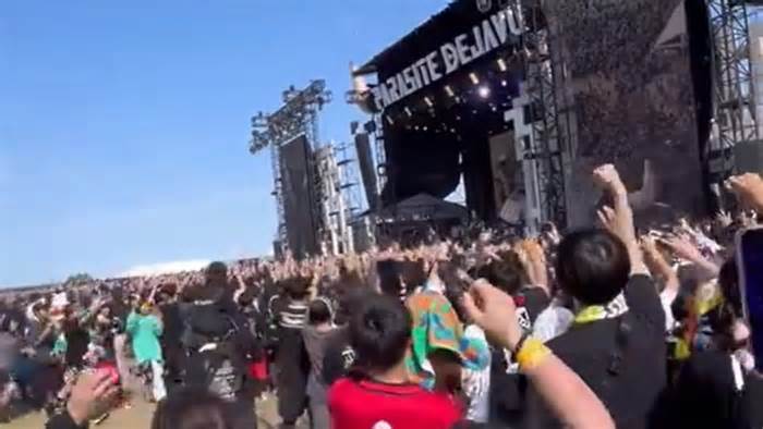 Perth schoolteacher reportedly struck by crane at Parasite Deja Vu Festival music festival in Japan