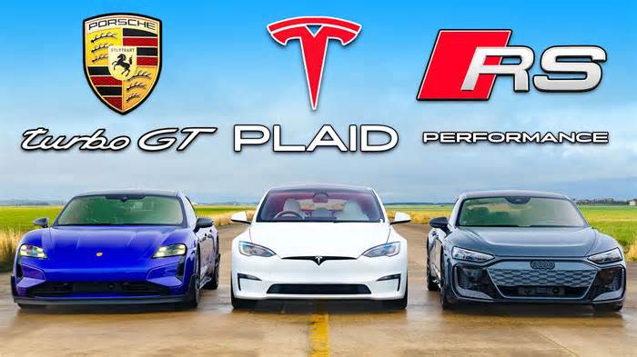 Ultimate Electric Sedan Race: Tesla Model S Plaid, Porsche Taycan Turbo GT, And Audi RS GT Performance